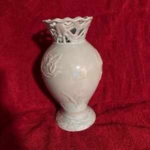 Ornate Cream Ceramic Vase